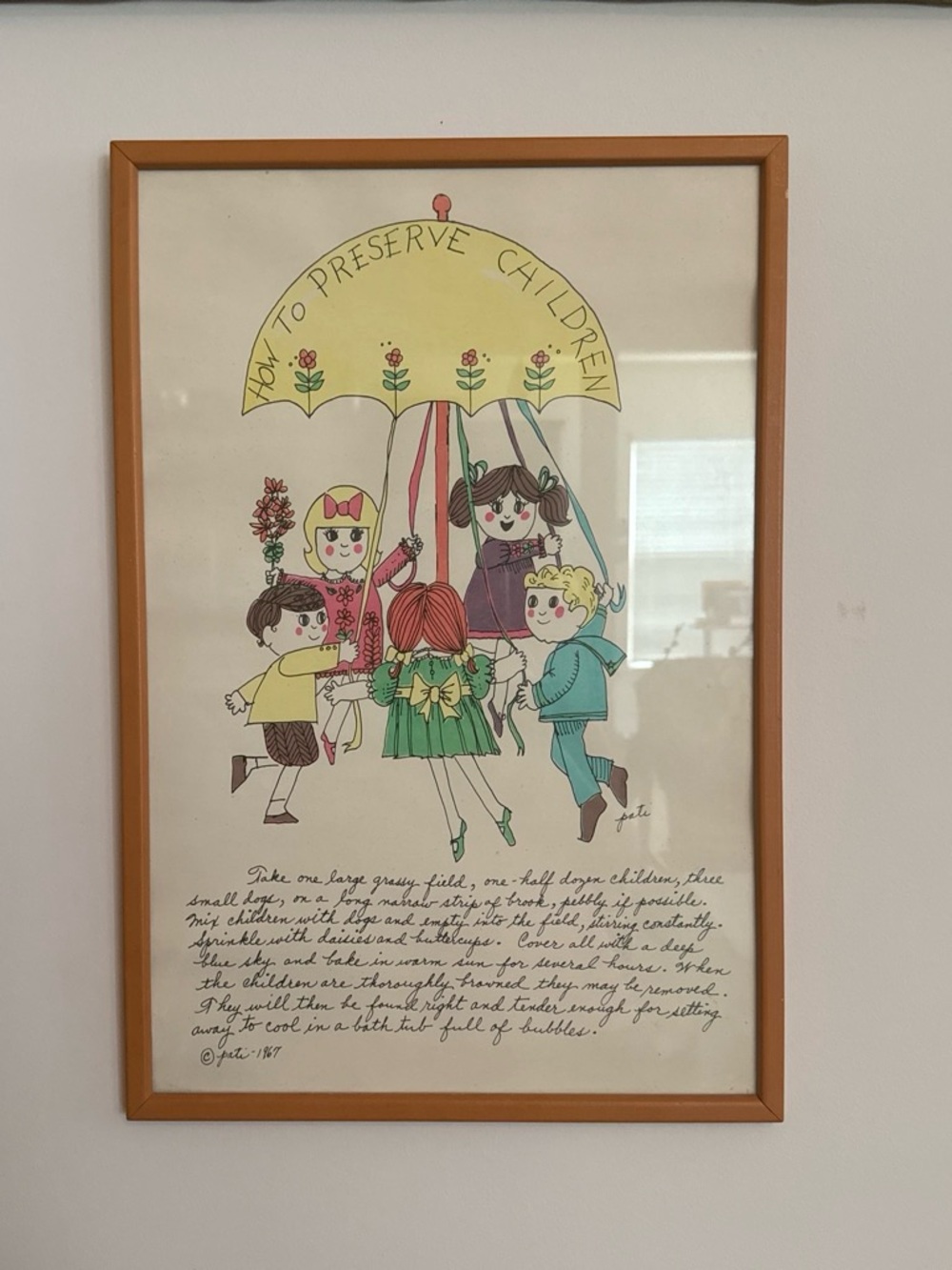 Vintage 1967 Soovia Janis Hand Decorated PATI Print - HOW TO PRESERVE CHILDREN